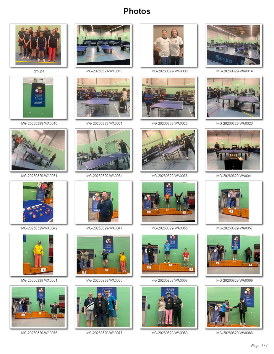 Championnat Régional Sport Adapté Île-de-France – Tennis de Table à Limay le 28 mars